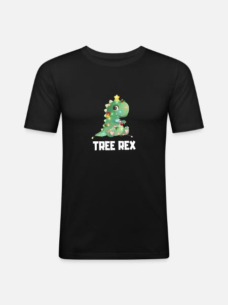 Tree Rex Dino Arbre de Noël Cadeau de Noël - T-shirt près du corps Homme - noir