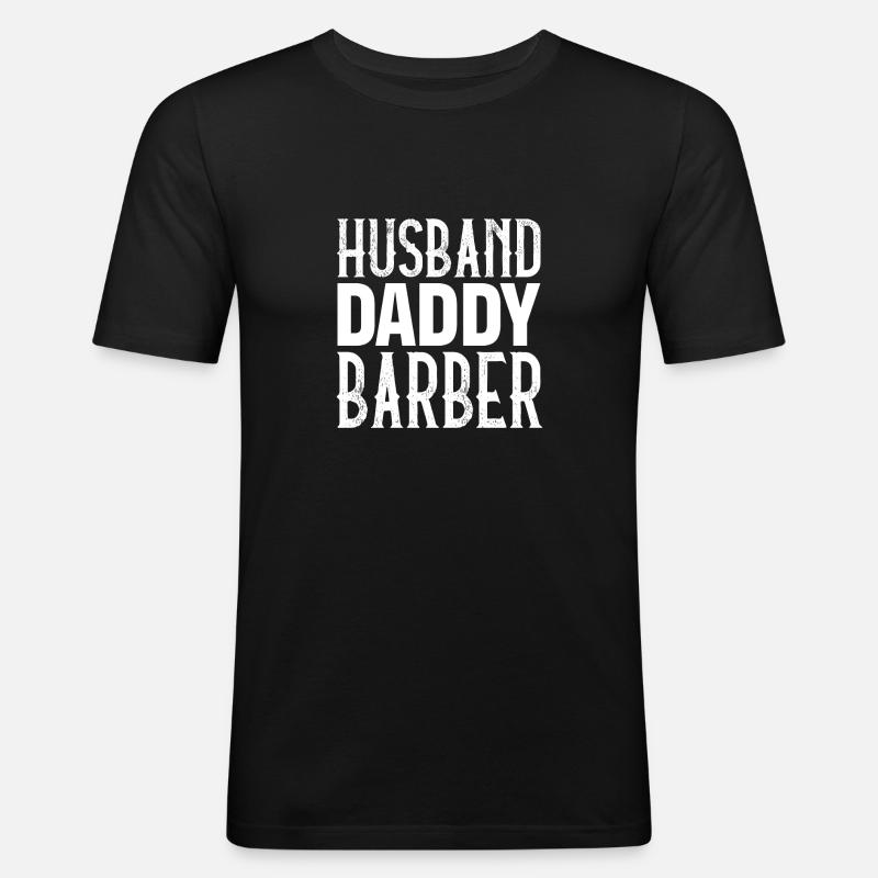 Husband Daddy Barber - Männer Slim Fit T-Shirt - Schwarz