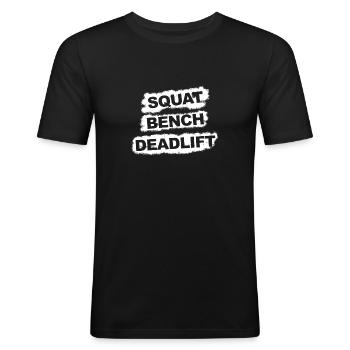 Squat Bench Deadlift Spray - T-shirt près du corps Homme - noir - Devant - Nik (191cm)