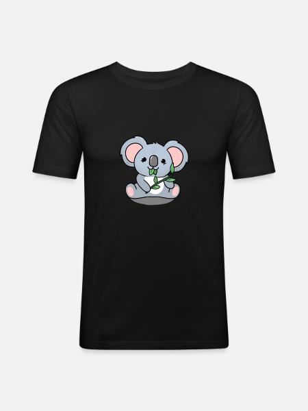 Koala der Blätter isst - Männer Slim Fit T-Shirt - Schwarz
