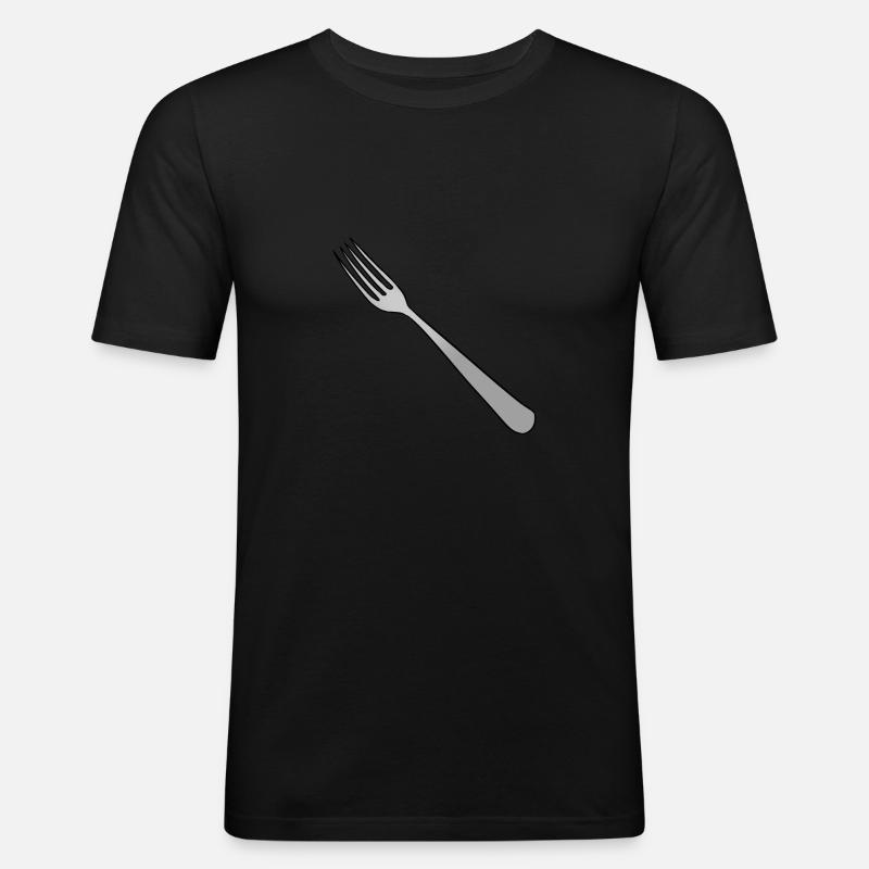 Gabel - Männer Slim Fit T-Shirt - Schwarz