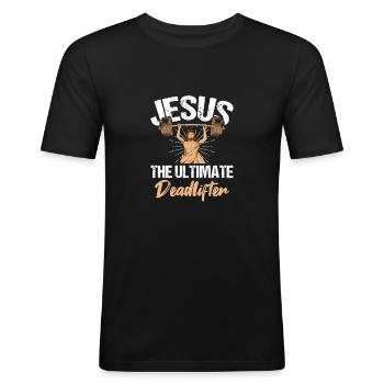 Jesus Ultimate Deadlifter - Cadeau - T-shirt près du corps Homme - noir - Devant - Nik (191cm)