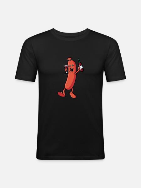 Sausage that drinks wine - Men's Slim Fit T-Shirt - black