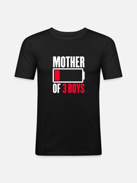 Mère de 3 garçons - T-shirt près du corps Homme - noir
