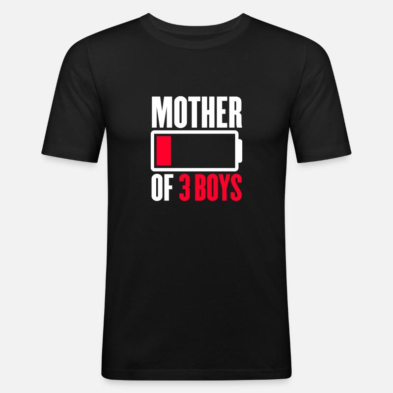 Mère de 3 garçons - T-shirt près du corps Homme - noir