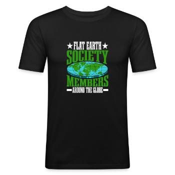 Flat Earth Society, membres du monde entier 16 - T-shirt près du corps Homme - noir - Devant - Nik (191cm)