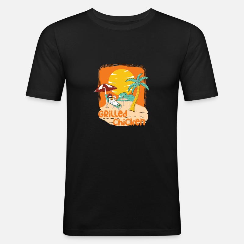 Grilled Chicken - Männer Slim Fit T-Shirt - Schwarz