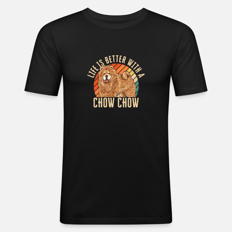 Chow Chow Hund - Männer Slim Fit T-Shirt - Schwarz