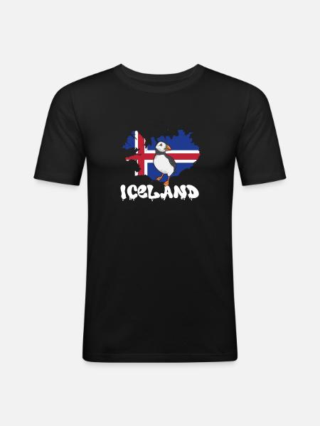 puffin, puffin, auks, lunde - Men's Slim Fit T-Shirt - black