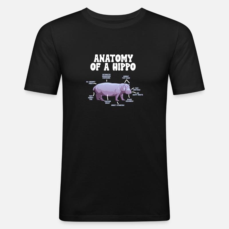 Flusspferd Nilpferd - Männer Slim Fit T-Shirt - Schwarz