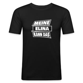 Elina dans le rôle d’Elina - T-shirt près du corps Homme - noir - Devant - Nik (191cm)