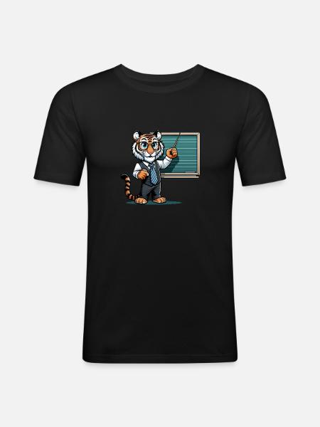 Cute Tiger Teacher - Men's Slim Fit T-Shirt - black