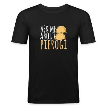 Pierogi polonais - T-shirt près du corps Homme - noir - Devant - Nik (191cm)