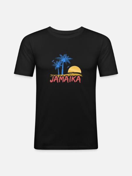 Strand Jamaika Jamaica - Männer Slim Fit T-Shirt - Schwarz