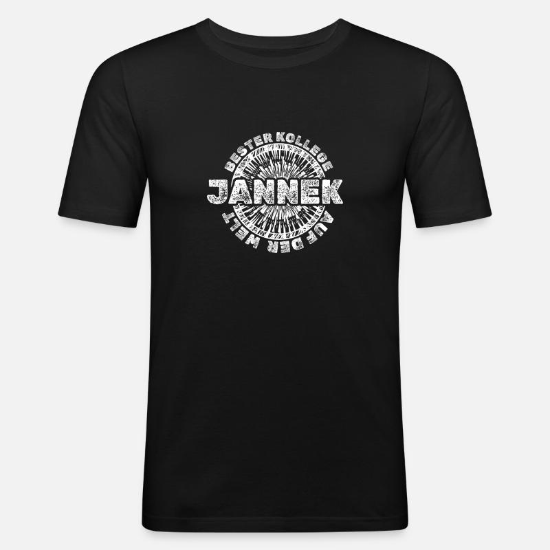Geschenkidee Jannek - Männer Slim Fit T-Shirt - Schwarz