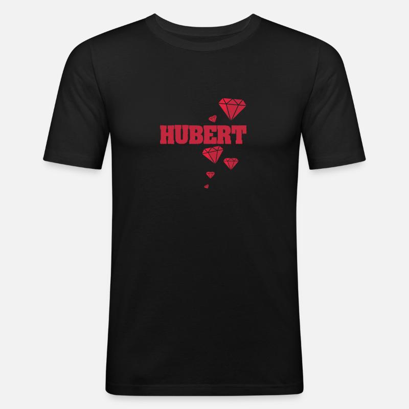 Hubert als Name - Männer Slim Fit T-Shirt - Schwarz