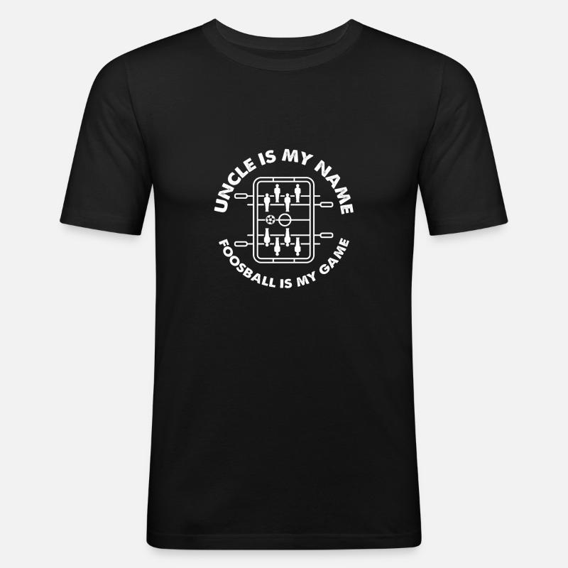 Uncle Foosball Player Design - Männer Slim Fit T-Shirt - Schwarz