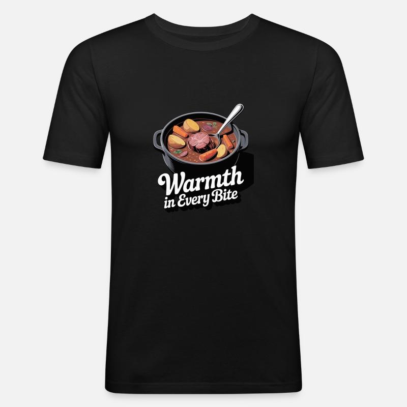 Warmth in Every Bite Design - Männer Slim Fit T-Shirt - Schwarz