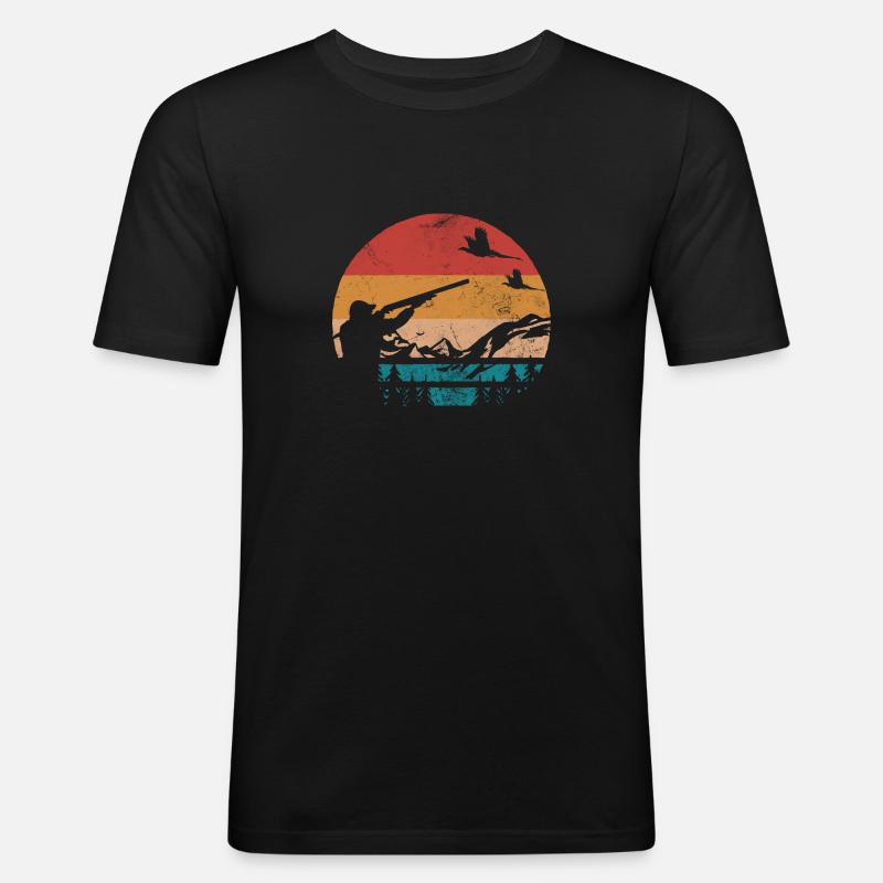 Pheasant hunter Retro - Men's Slim Fit T-Shirt - black