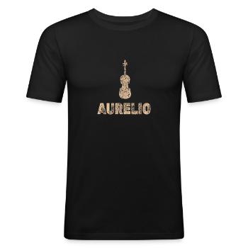 Bratsche Aurelio - Männer Slim Fit T-Shirt - Schwarz - Vorne - Nik (191cm)