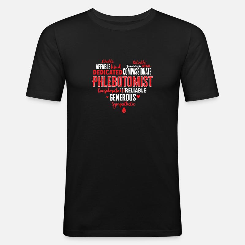 Phlebotomie Blutabnahme Blut Krankenschwester - Männer Slim Fit T-Shirt - Schwarz