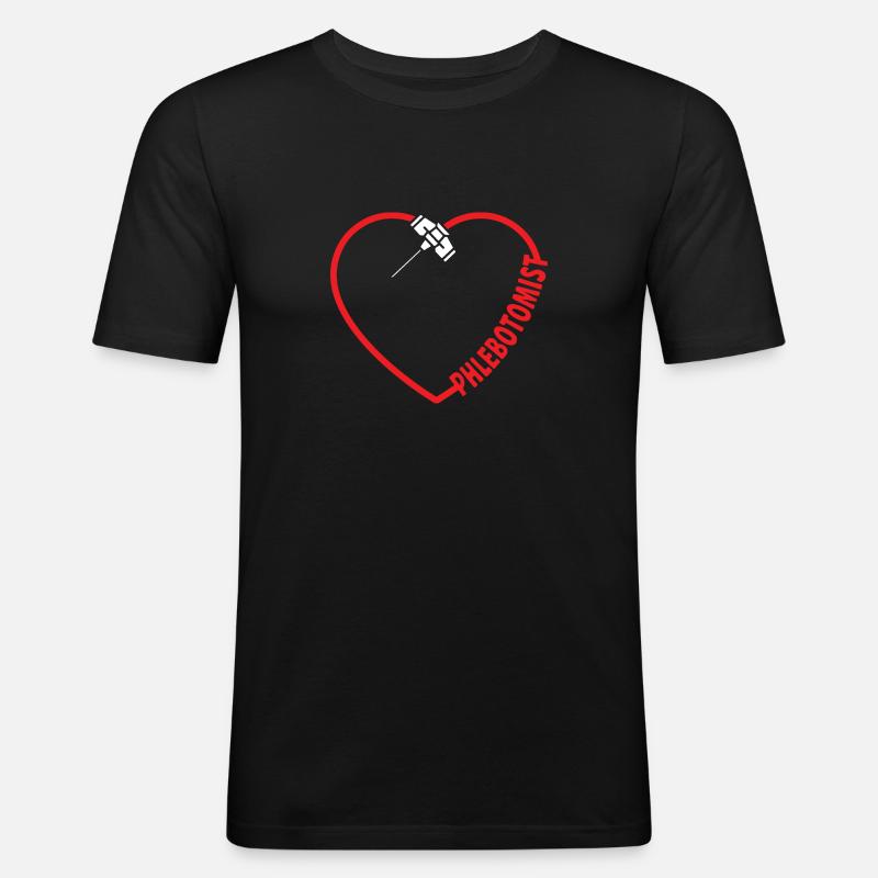Phlebotomie Blutabnahme Blut Krankenschwester - Männer Slim Fit T-Shirt - Schwarz