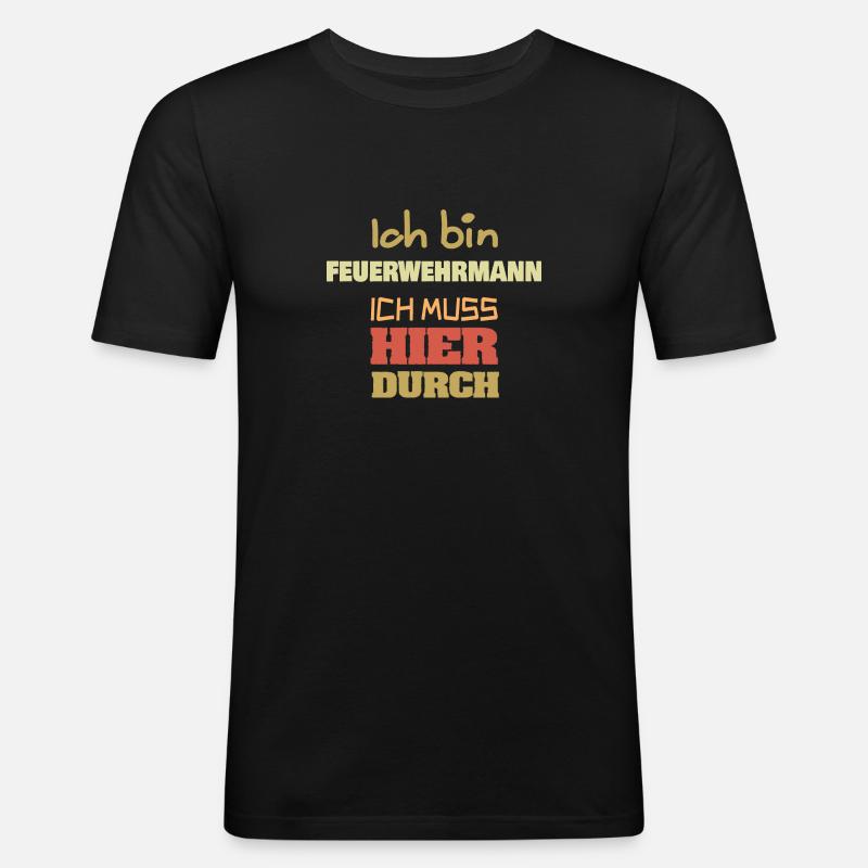 Beruf Feuerwehrmann - Männer Slim Fit T-Shirt - Schwarz