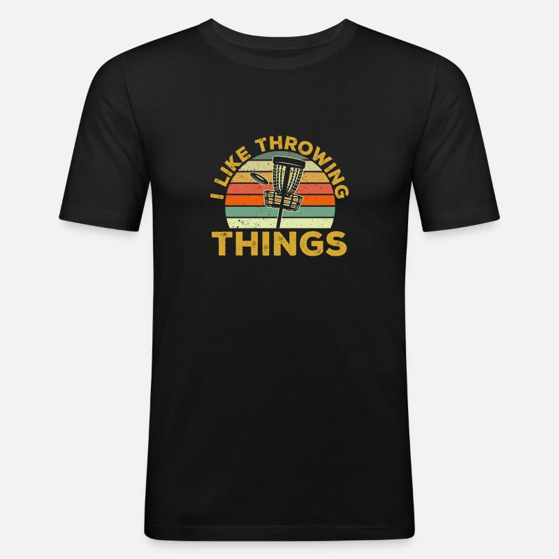 Discgolf Disc Golf Frisbee - Männer Slim Fit T-Shirt - Schwarz