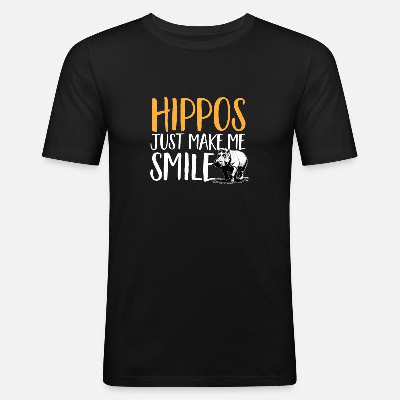 Flusspferd Nilpferd - Männer Slim Fit T-Shirt - Schwarz