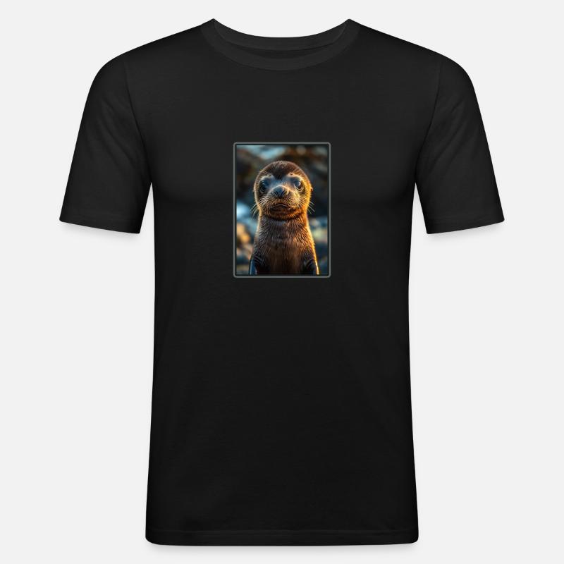 Seelöwen Seelöwe - Männer Slim Fit T-Shirt - Schwarz
