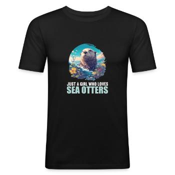 Seeotter - Männer Slim Fit T-Shirt - Schwarz - Vorne - Nik (191cm)