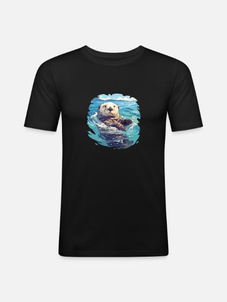 Sea otter - Men's Slim Fit T-Shirt - black