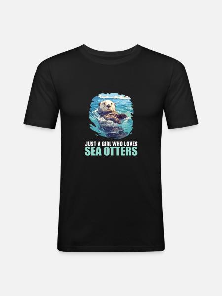 Seeotter - Männer Slim Fit T-Shirt - Schwarz