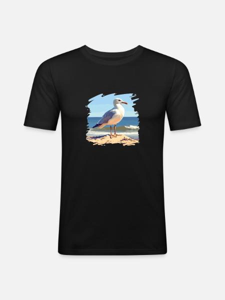 Möwen Möwe - Männer Slim Fit T-Shirt - Schwarz