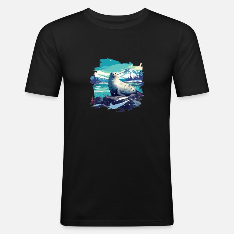 Robben Robbe - Männer Slim Fit T-Shirt - Schwarz