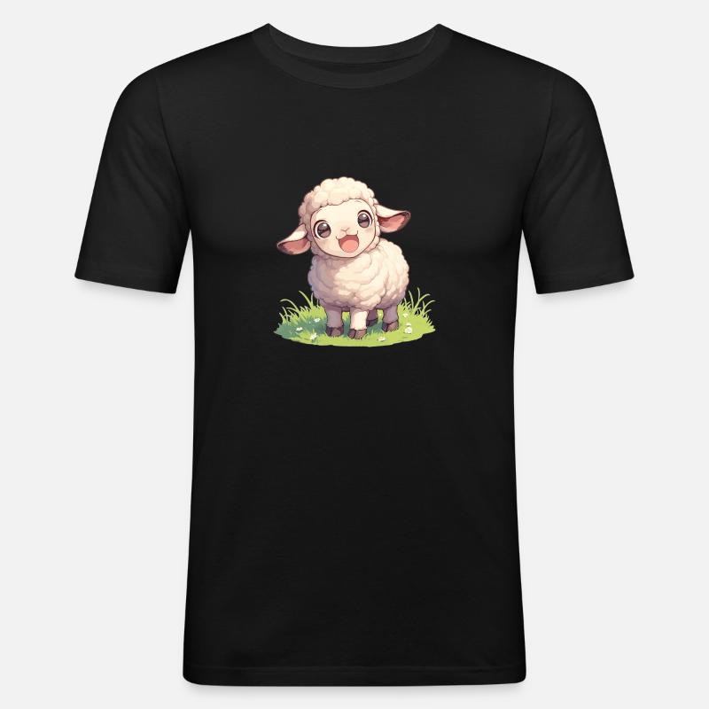 Schafe Schaf - Männer Slim Fit T-Shirt - Schwarz