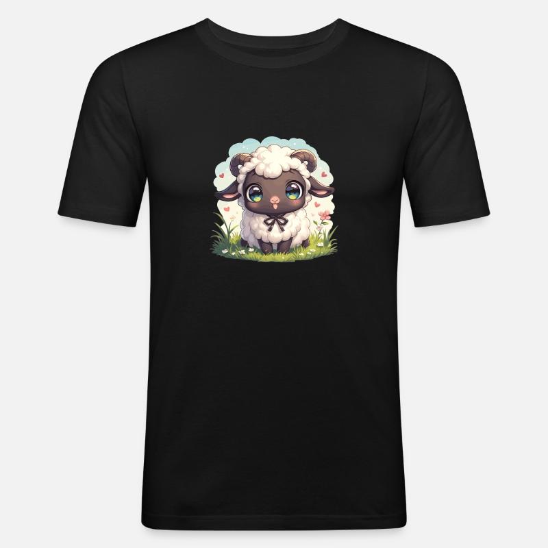 Schafe Schaf - Männer Slim Fit T-Shirt - Schwarz