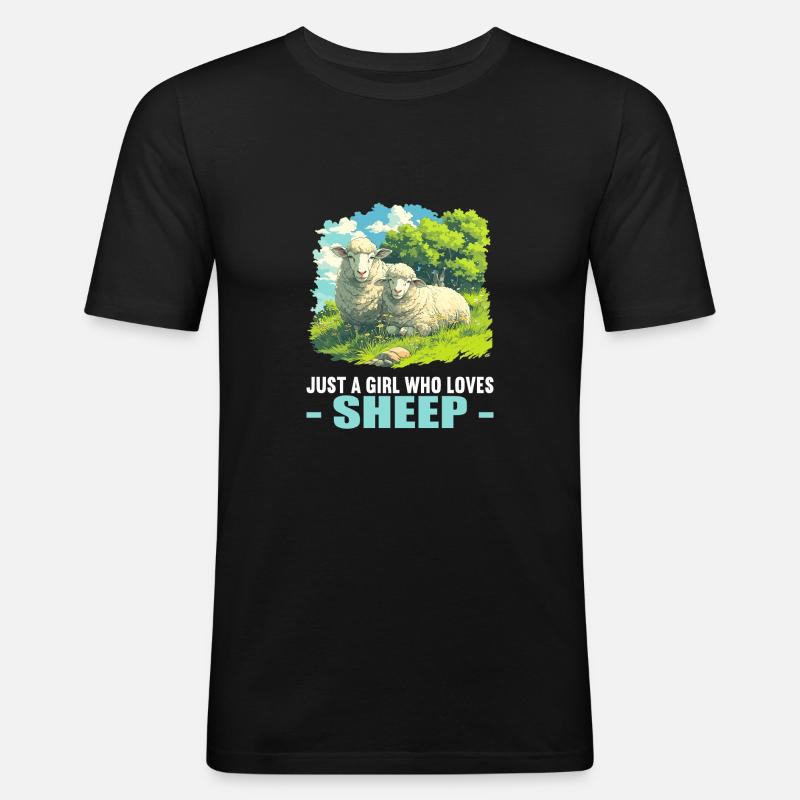 Schafe Schaf - Männer Slim Fit T-Shirt - Schwarz