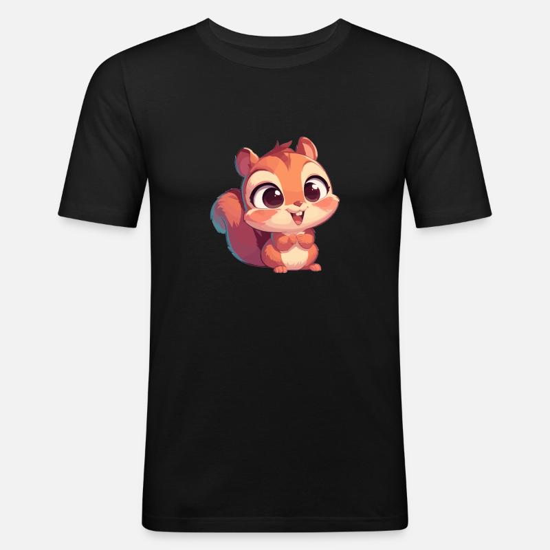 Eichhörnchen - Männer Slim Fit T-Shirt - Schwarz