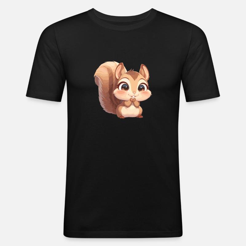 Eichhörnchen - Männer Slim Fit T-Shirt - Schwarz
