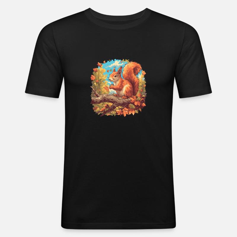 Eichhörnchen - Männer Slim Fit T-Shirt - Schwarz
