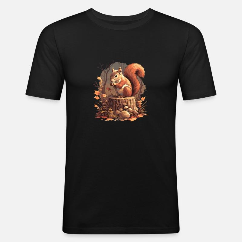 Eichhörnchen - Männer Slim Fit T-Shirt - Schwarz