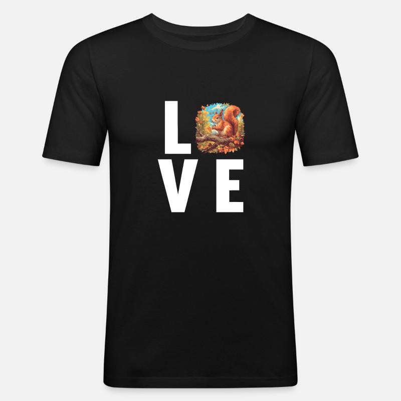Eichhörnchen - Männer Slim Fit T-Shirt - Schwarz