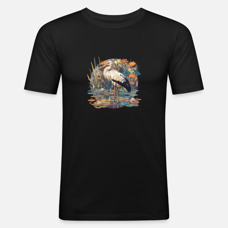 Störche Storch - Männer Slim Fit T-Shirt - Schwarz