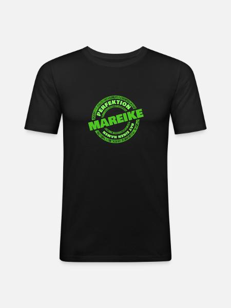 Vorname Mareike - Männer Slim Fit T-Shirt - Schwarz