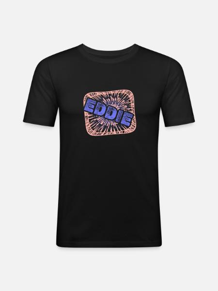 Kollege Eddie - Männer Slim Fit T-Shirt - Schwarz
