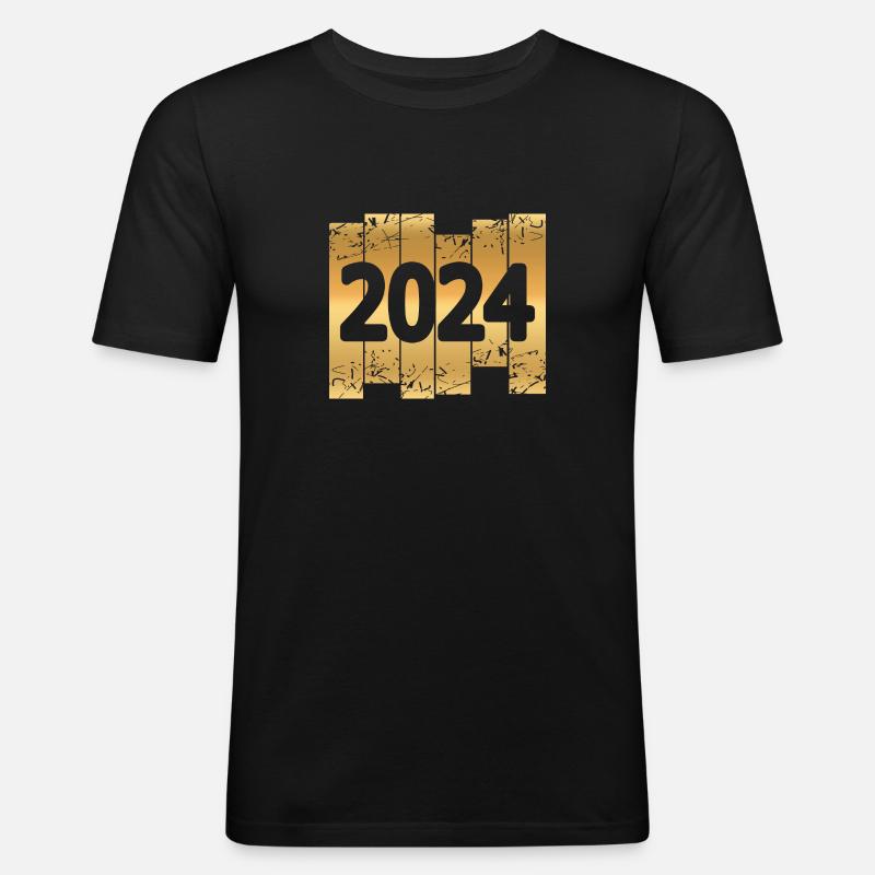 2024 - Männer Slim Fit T-Shirt - Schwarz