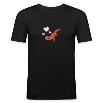 Salamandre, feu, salamandre, amphibien, lézard, cadeau - T-shirt près du corps Homme - noir - Devant - Nik (191cm)
