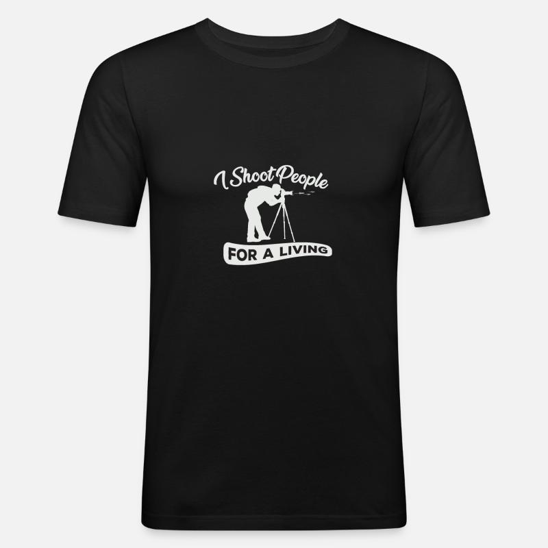 Fotograf - Männer Slim Fit T-Shirt - Schwarz