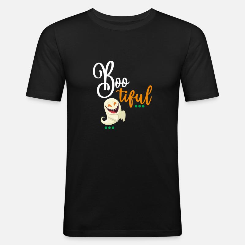Halloween Bootiful Geist - Männer Slim Fit T-Shirt - Schwarz